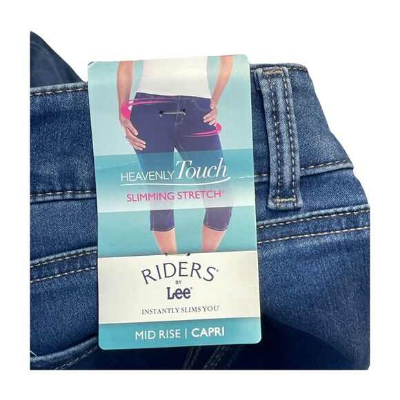 Riders By Lee Capri Pants Women's 18 Blue Cotton Stretch 5-Pockets Mid-Rise - Picture 7 of 8